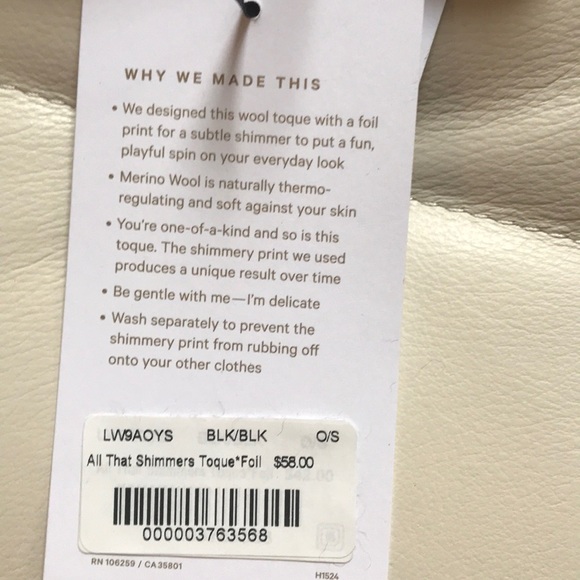 NWT BLACK LULULEMON ALL THAT SHIMMERS TOQUE FOIL - Picture 4 of 8